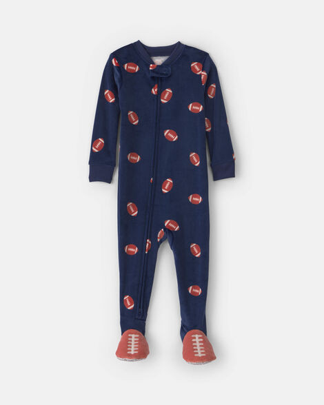 Baby Boy 1-Piece Football 2-Way Zip DreamPlush Snug Fit Footed Pajama - Navy Blue | Carter's | Carter's Inc