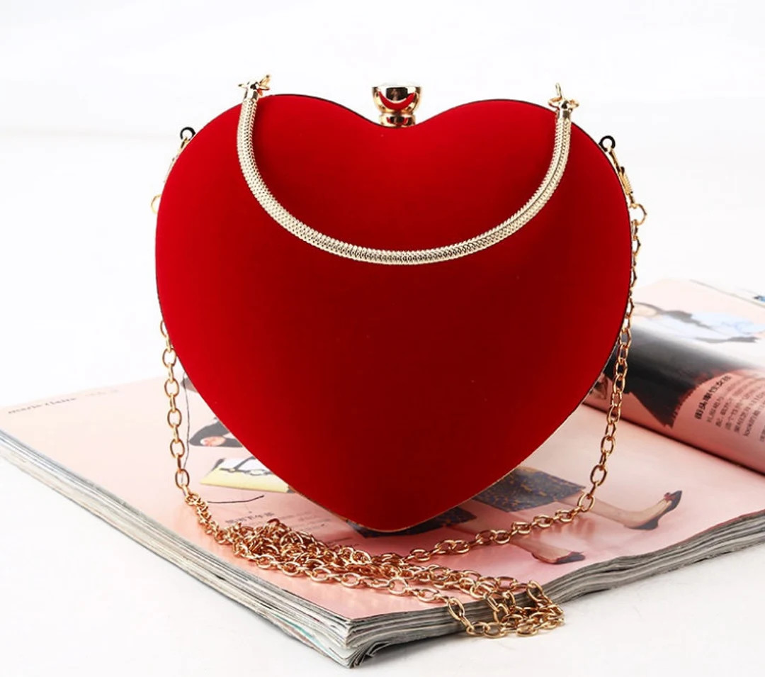 Kate Spade Inspired Red Heart Velvet Purse With Handle & - Etsy UK | Etsy (UK)