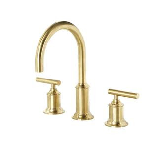 Water Creation 8 In. Widespread 2-Handle Modern Gooseneck Bathroom Faucet with Pop-Up Drain in Sa... | The Home Depot