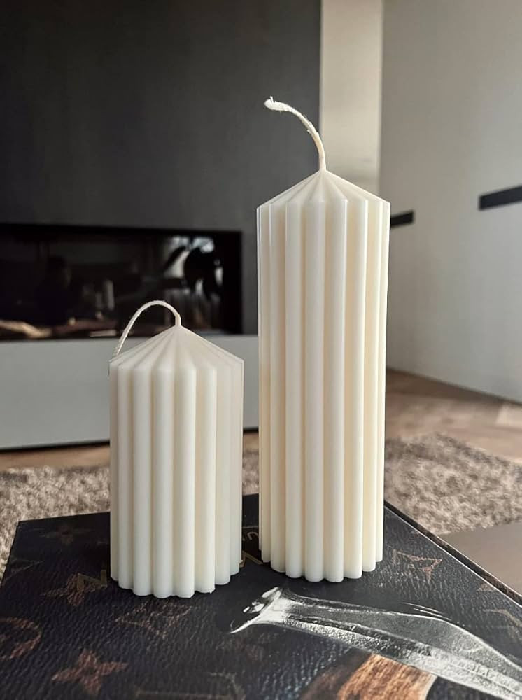 Ribbed Pillar Soy Wax Scented Candle for Home Decoration Gift Birthday Valentine's Day Wedding Ch... | Amazon (US)