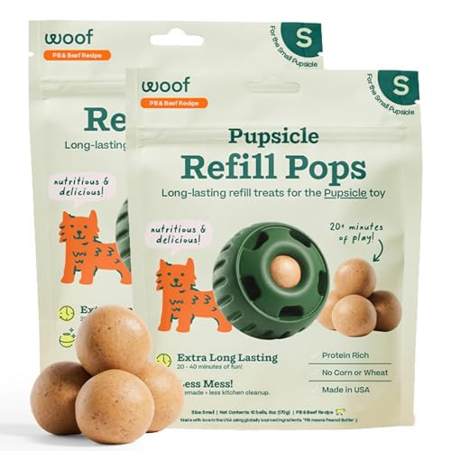 WOOF Pupsicle Refill Pops - Low-Mess Dog Snacks - with Peanut Butter and Beef - Dog Treats - Long Lasting - Small Pops - 10 Count - 2 Pack | Amazon (US)