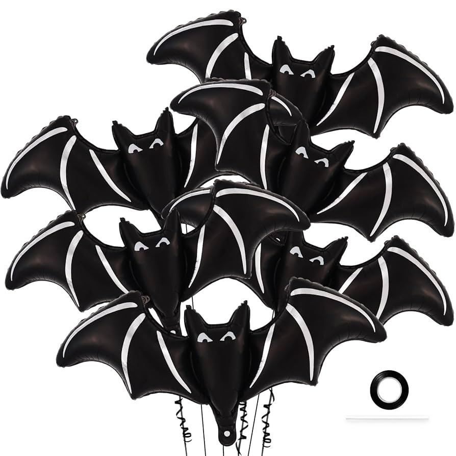 6 Pcs Black Bat Balloons, 48 Inch Giant Halloween Bat Foil Balloons, Bat Mylar Balloon Spooky Bal... | Amazon (US)