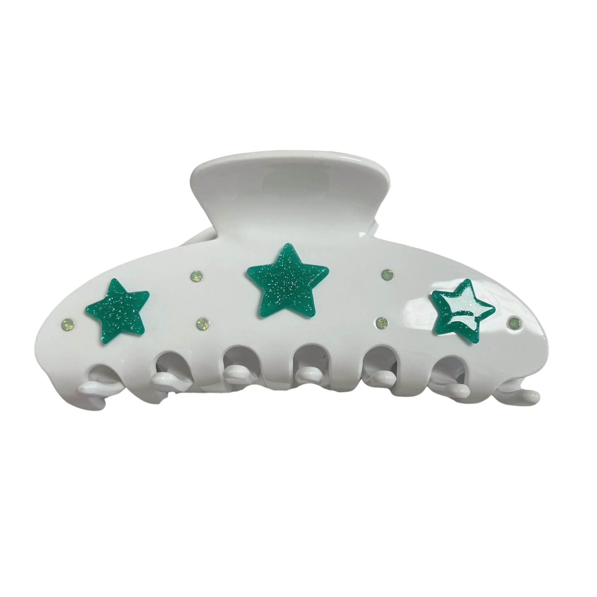 Hair Clip - Haley White Green | LINNY CO LLC