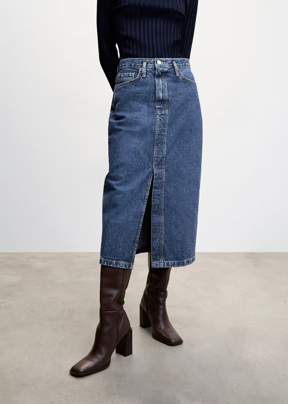 Slit denim skirt -  Women | Mango USA | MANGO (US)