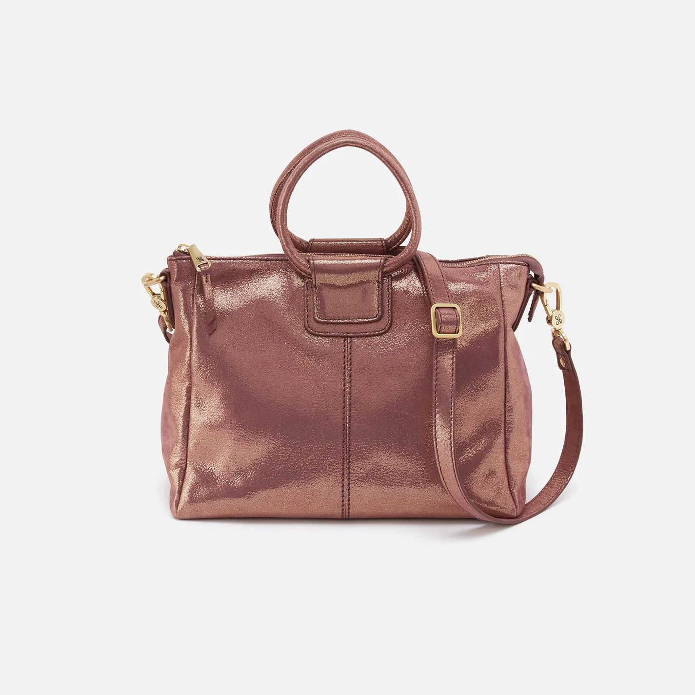 Sheila Medium Satchel in Metallic Leather - Sugar Plum | HOBO Bags