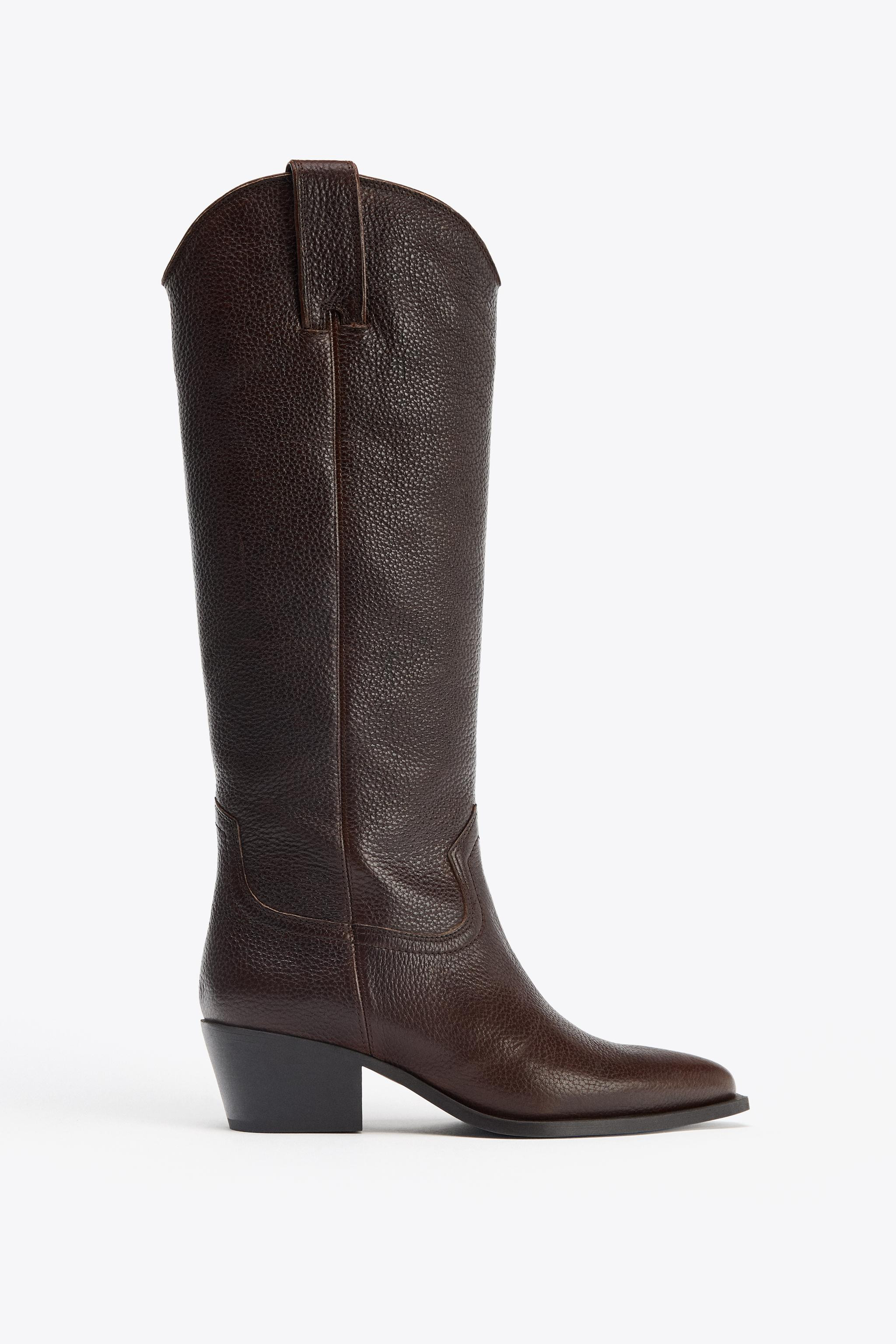 LEATHER HIGH BOOTS | Zara US