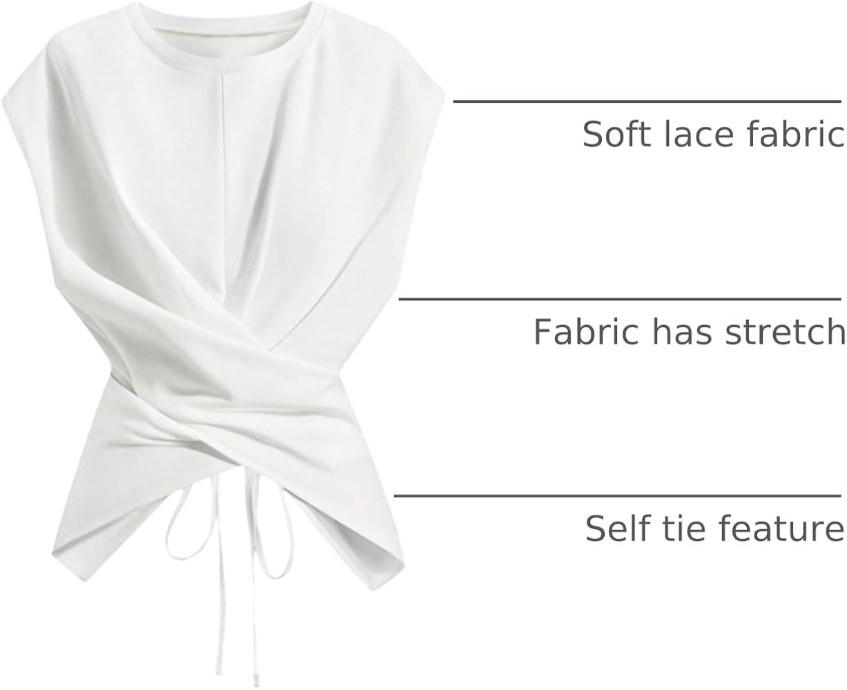 Verdusa Women's Cinched Waist Wrap Top Cap Sleeve Tie Back Going Out Workout Business Casual Tops | Amazon (US)