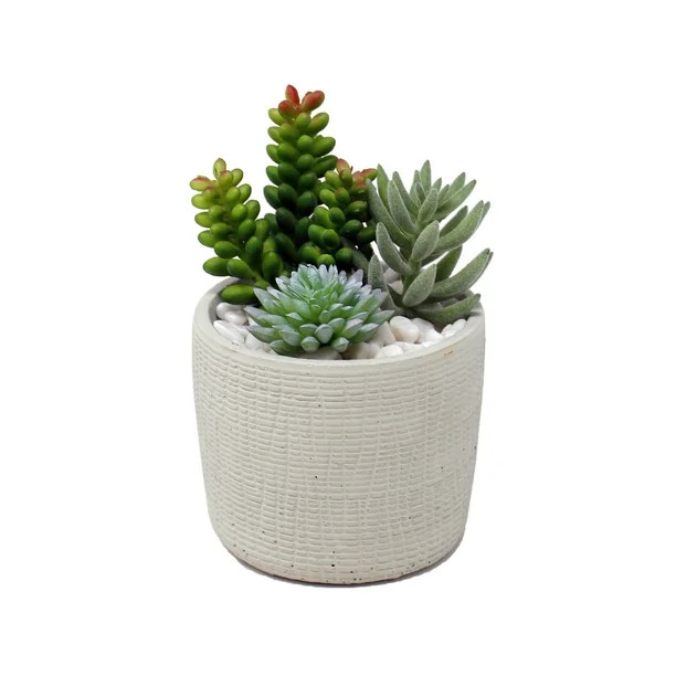 Mainstays 6.5" Faux Succulent Arrangement in Cement Pot, Gray - Walmart.com | Walmart (US)