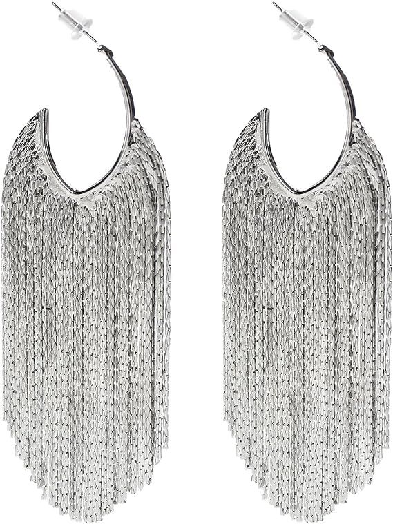 WASAIE Boho Linear Tassel Drop Dangling Earrings For Women,Long Formal Country Bohemian Fringe Ch... | Amazon (US)