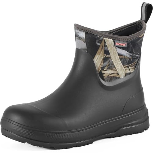 Showave Rain Boots Men Ankle Rubber Boots for Men Insulated Waterproof Boot Neoprene Mud Boot for Gardening Fishing Farming(Camo,Size 12) | Amazon (US)