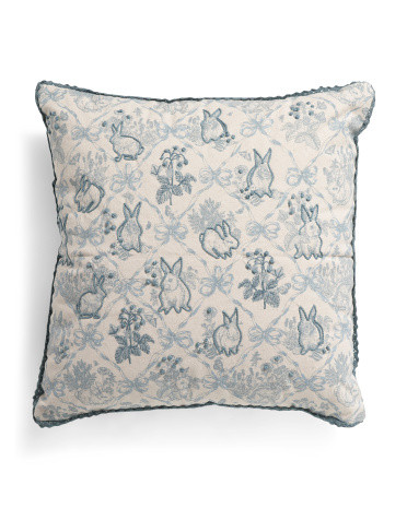 Embroidered Easter Bunny Bow Pillow | TJ Maxx