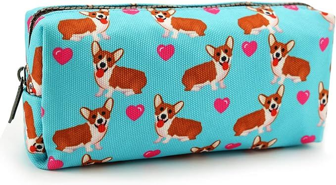 LParkin Kawaii Corgi Dogs Large Capacity Cute Gadget Canvas Pencil Case Pen Bag Pouch Box Station... | Amazon (US)