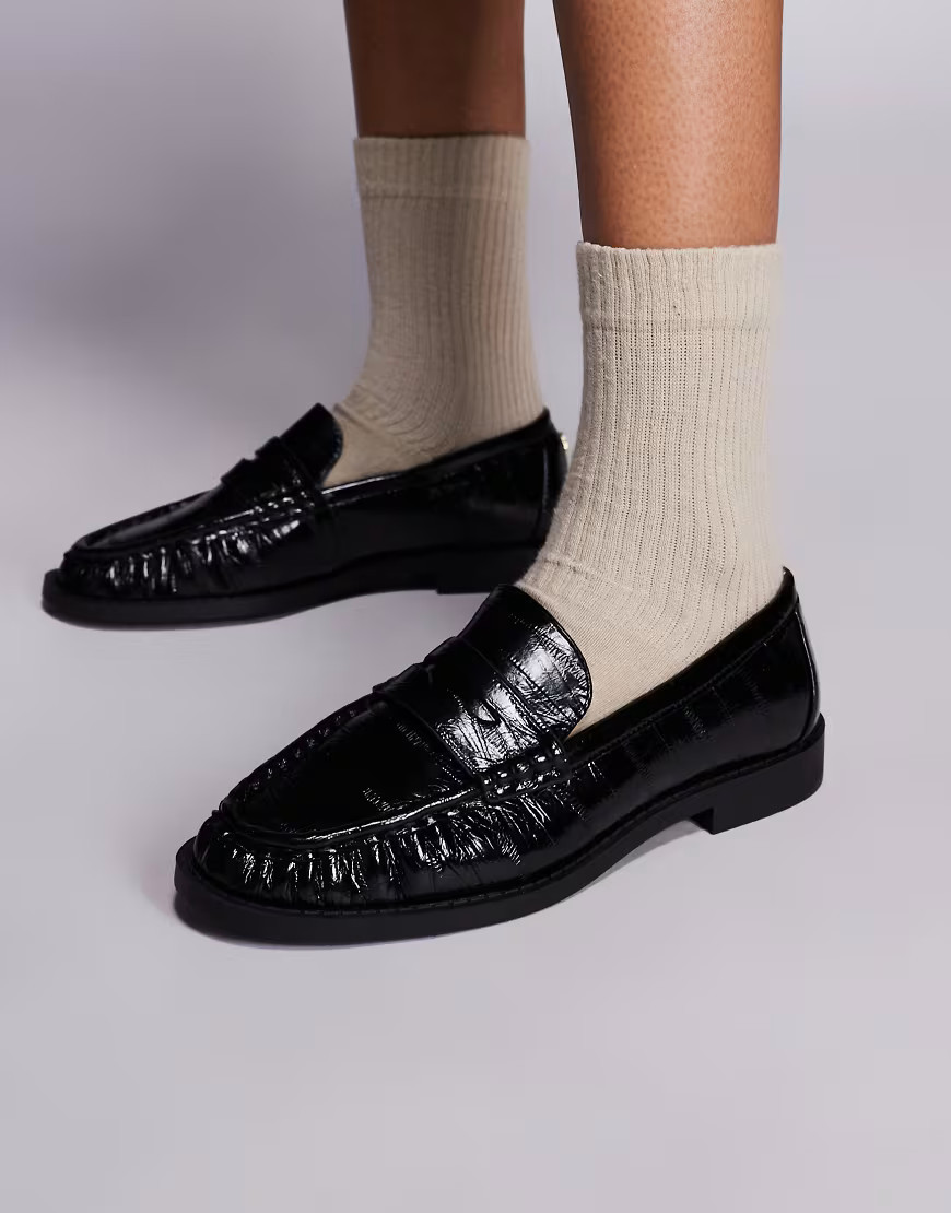 River Island ruched loafers in black | ASOS (Global)