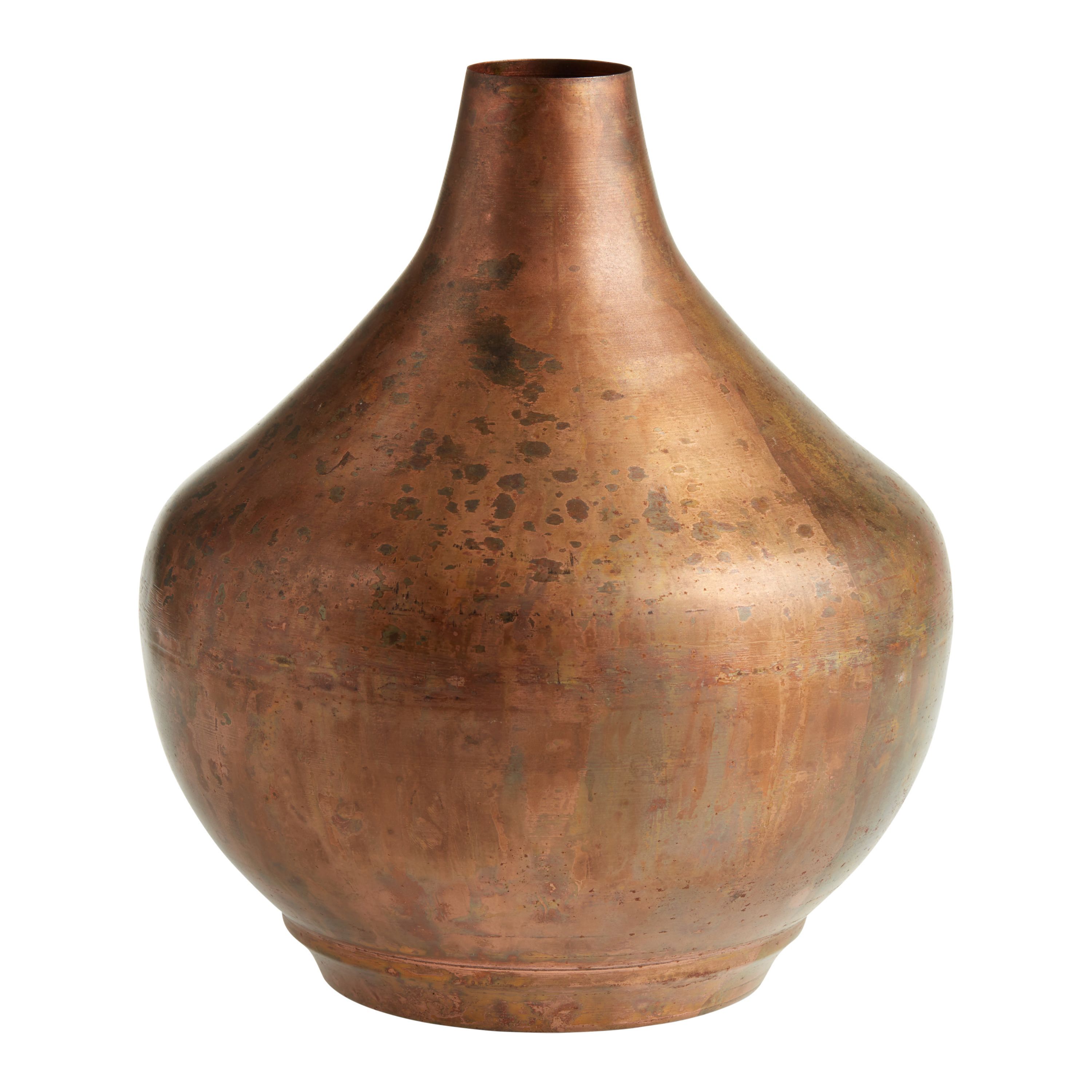 Copper Vintage Patina Metal Jug Vase - World Market | World Market