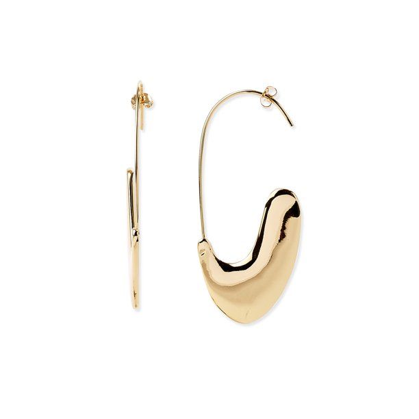 Scoop Women’s 14K Gold Flash-Plated Organic Hoop Earrings - Walmart.com | Walmart (US)