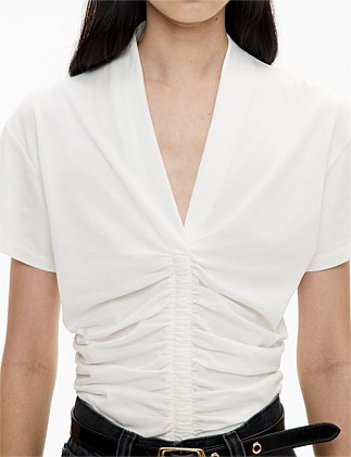 Witchery Gathered V Neck T-shirt | David Jones | David Jones (Australia & New Zealand)