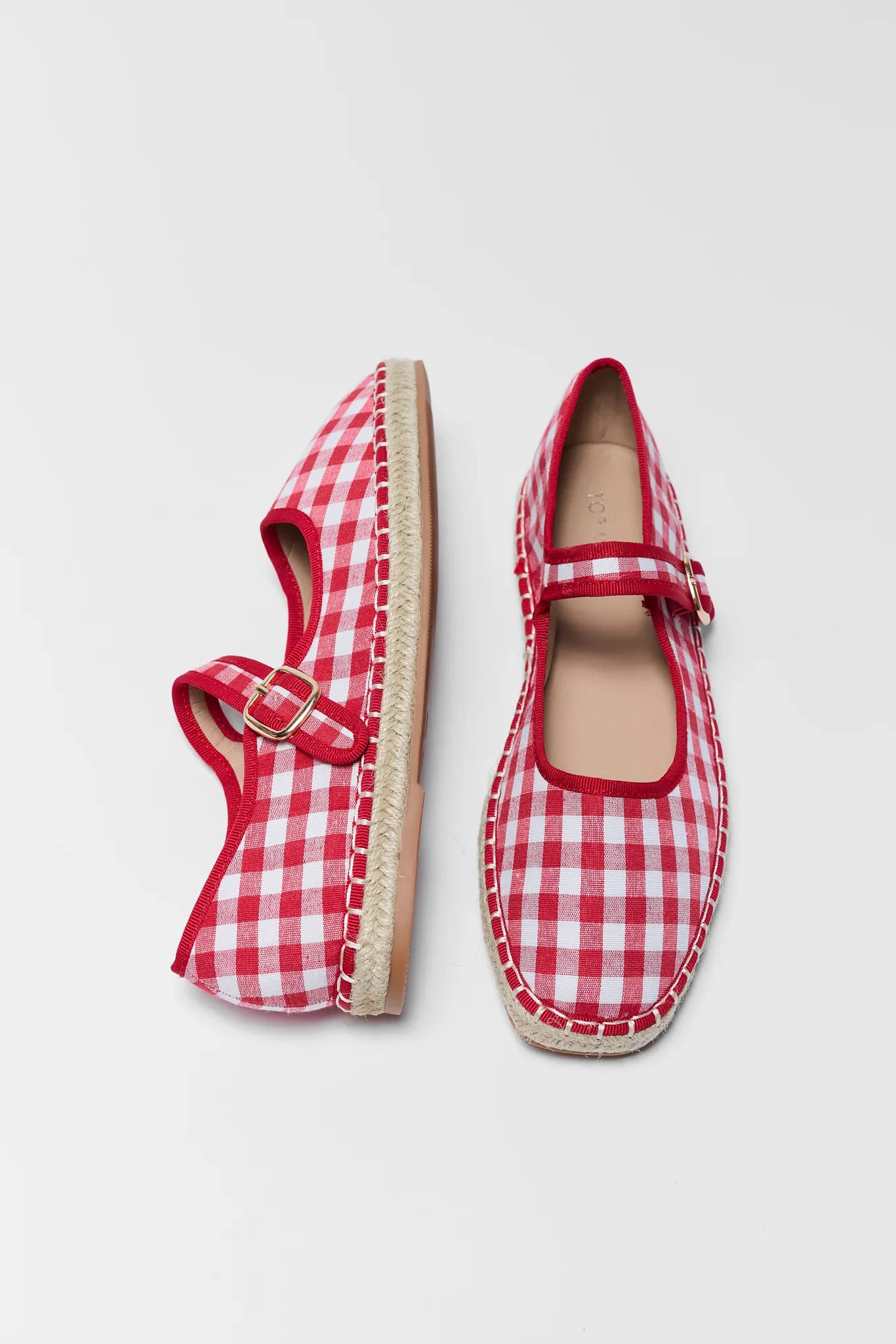 Fallon Red Gingham Espadrille Flats | Avara