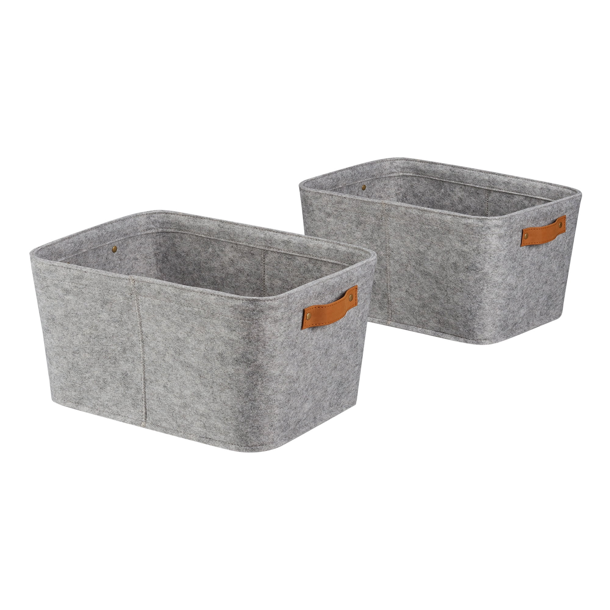 Mainstays Medium Felt Basket, Light Grey, Set of 2 | Walmart (US)
