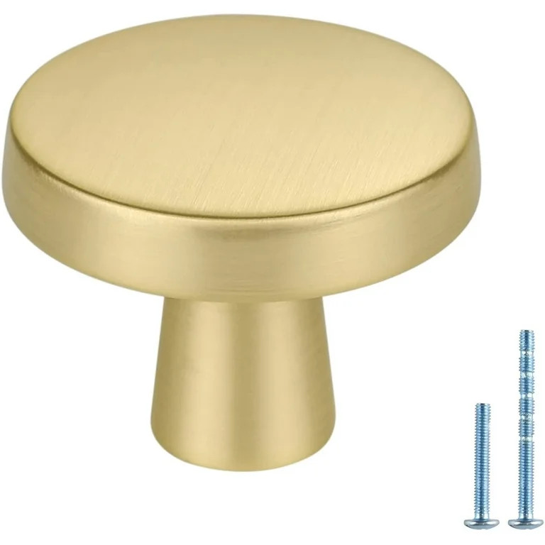 Goldenwarm 10 Pack Brushed Brass Kitchen Cabinet Knobs Round Gold Solid Brass Cabinet Hardware fo... | Walmart (US)