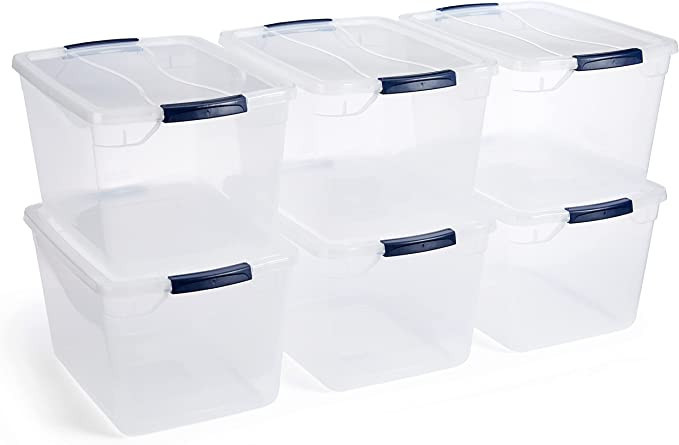 Rubbermaid Cleverstore Clear 30 Qt/7.5 Gal, Pack of 6 Stackable Plastic Storage Containers with D... | Amazon (US)