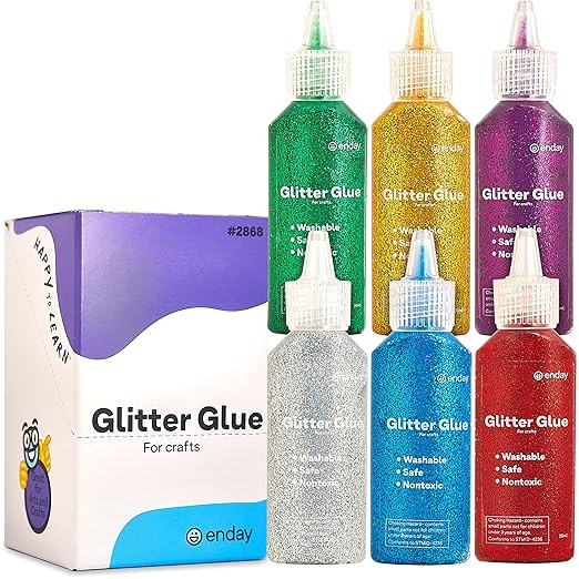 Glitter Glue for Crafts in Bright Classic Colors: Silver, Red, Green, Blue, Purple & Gold Glitter... | Amazon (US)
