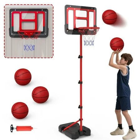 JoyStone Kids Basketball Hoop with Stand, Adjustable Height 3.5FT-6.2FT Toddler Basketball Goal Indoor Outdoor Sport Game Gifts for Boys | Walmart (US)