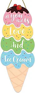 TOARTI Ice Cream Wood Sign,All You Need Is Love And Ice Cream Hanging Sign For Summer Holiday Par... | Amazon (US)