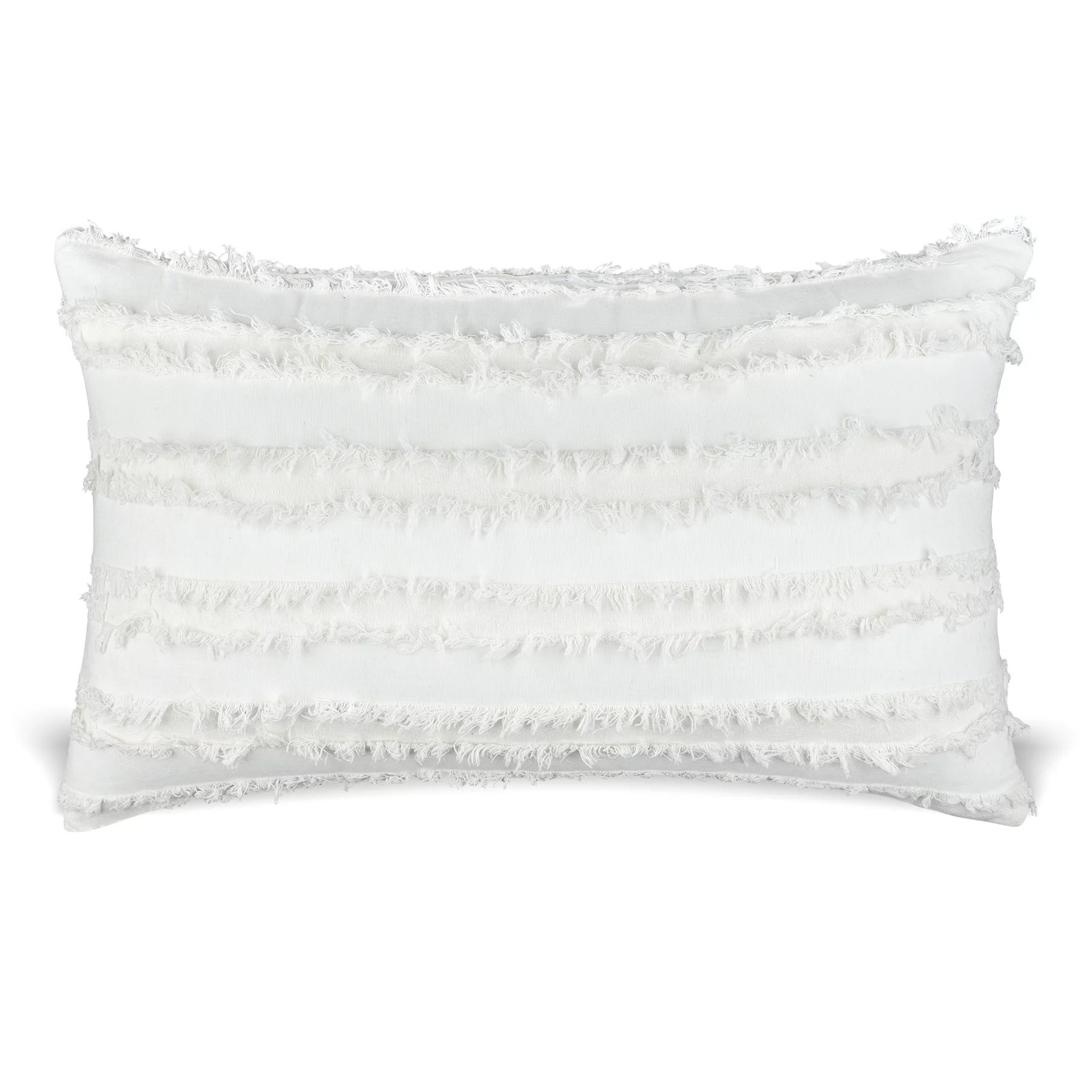 MAUBY HOME Solid Cotton Washed & Frayed Off White Boho Lumbar Pillow, Throw Pillow for Bedroom or... | Walmart (US)