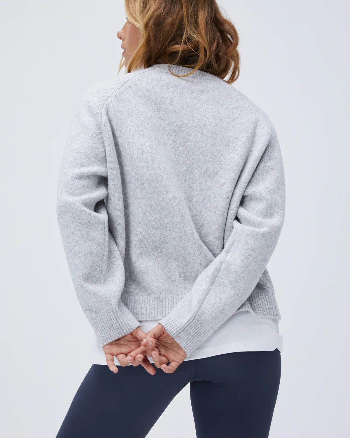 ADA Oversized Knit Sweatshirt - Light Grey Melange | Adanola UK