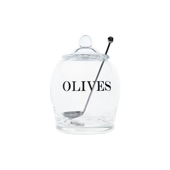 Creative Co-Op Clear Glass "OLIVE" Jar with Lid & Slotted Stainless Steel Spoon (Set of 3 Pieces ... | Walmart (US)