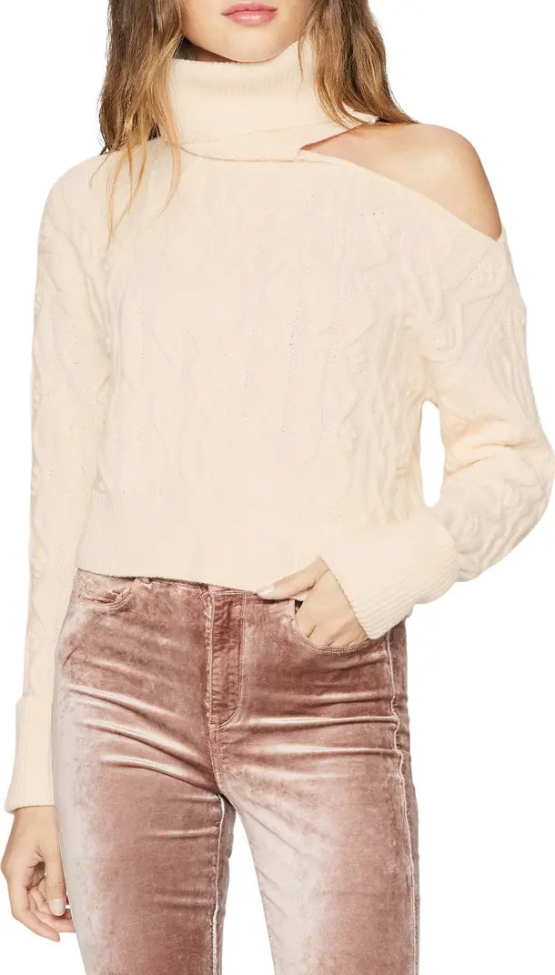 PAIGE Raundi Crop Cutout Wool Blend Cable Knit Sweater | Nordstrom | Nordstrom