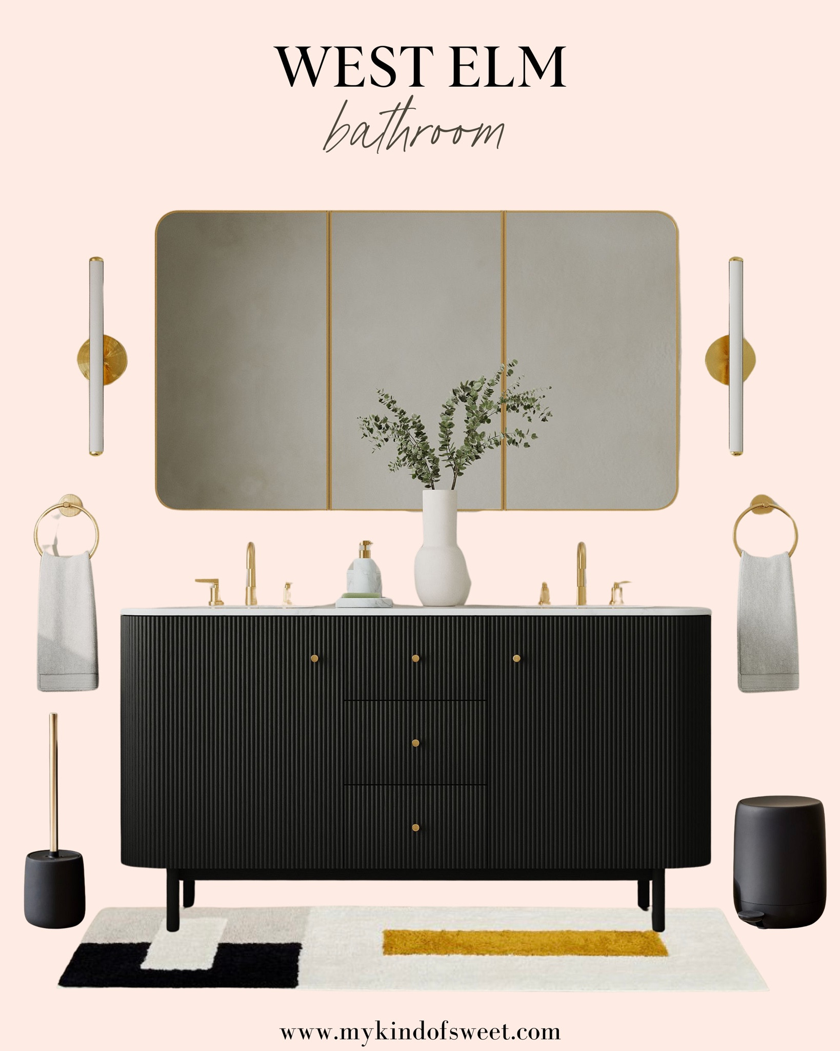 I love this West Elm bathroom inspo. With darker colors and gold accents, this look definitely sets the mood for a cozy soak in the tub. 

#LTKHome #LTKStyleTip