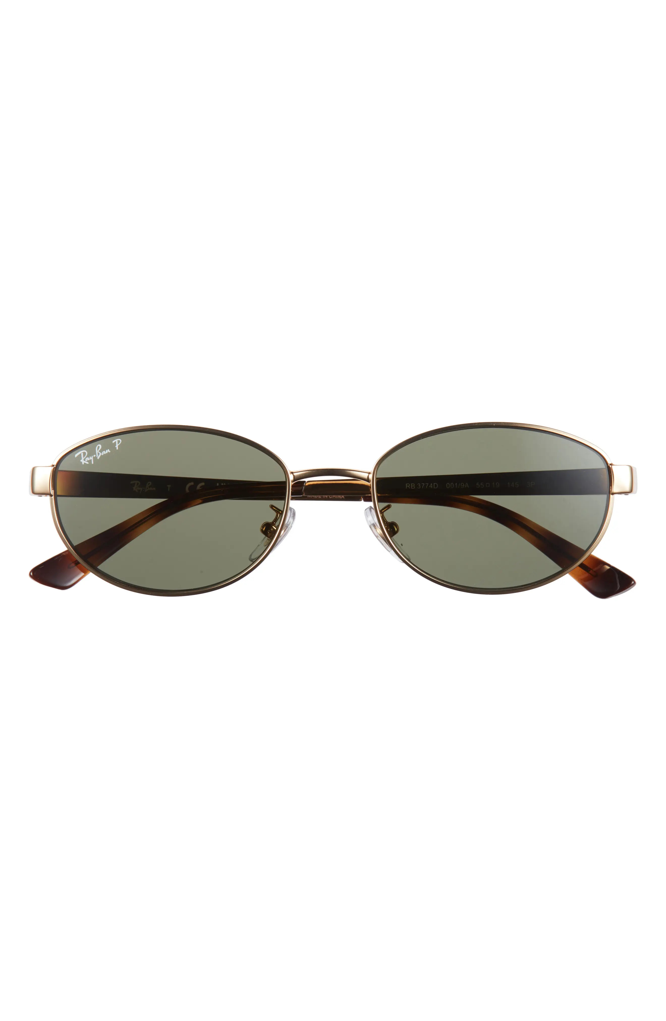 Ray-Ban 55mm Polarized Oval Sunglasses in Arista /Dark Green Polar at Nordstrom | Nordstrom