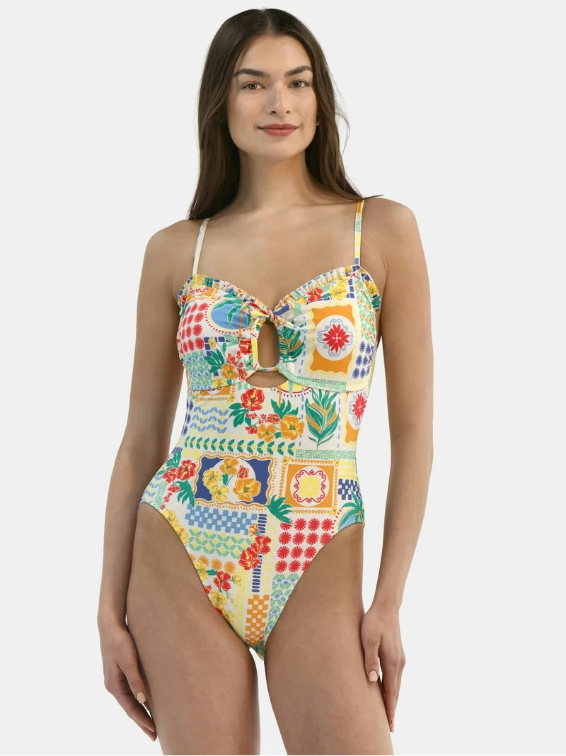 Time and Tru Women's Rope Texture One-Piece Swimsuit, Sizes XS-3X | Walmart (US)