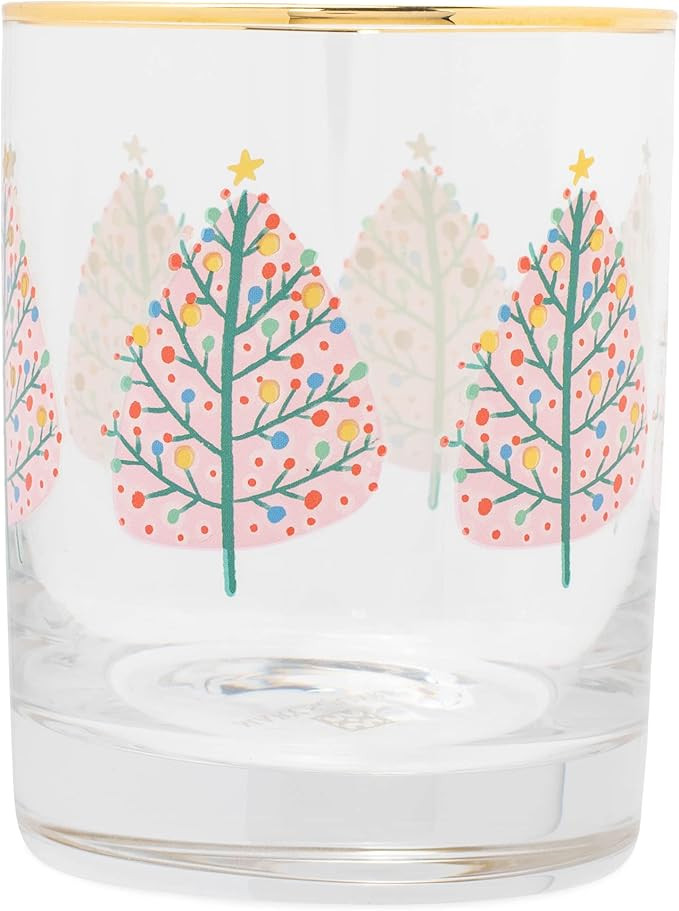 Mary Square Pink Christmas Tree 12 ounce Glass Cocktail Old Fashioned Glass | Amazon (US)
