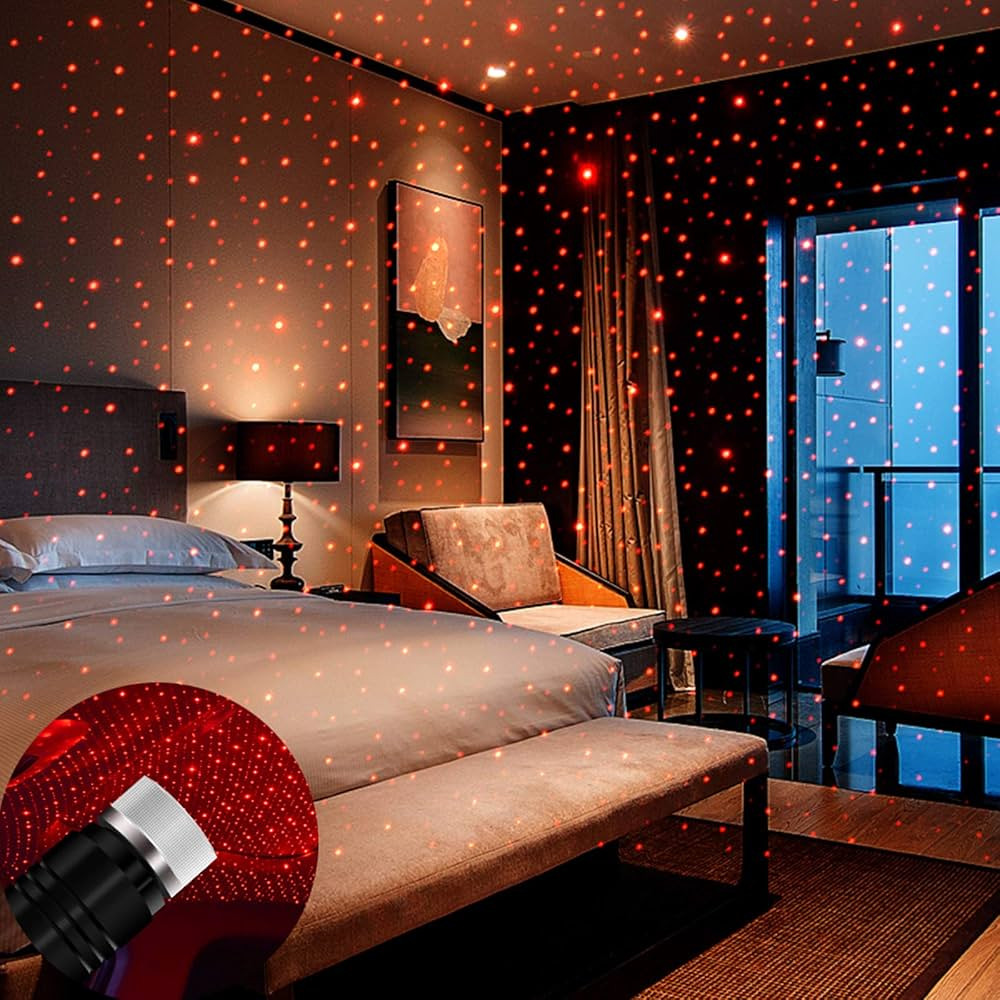 USB Night Light, BAILONGJU Star Projector Night Light, Adjustable Romantic red Interior Car Light... | Amazon (US)