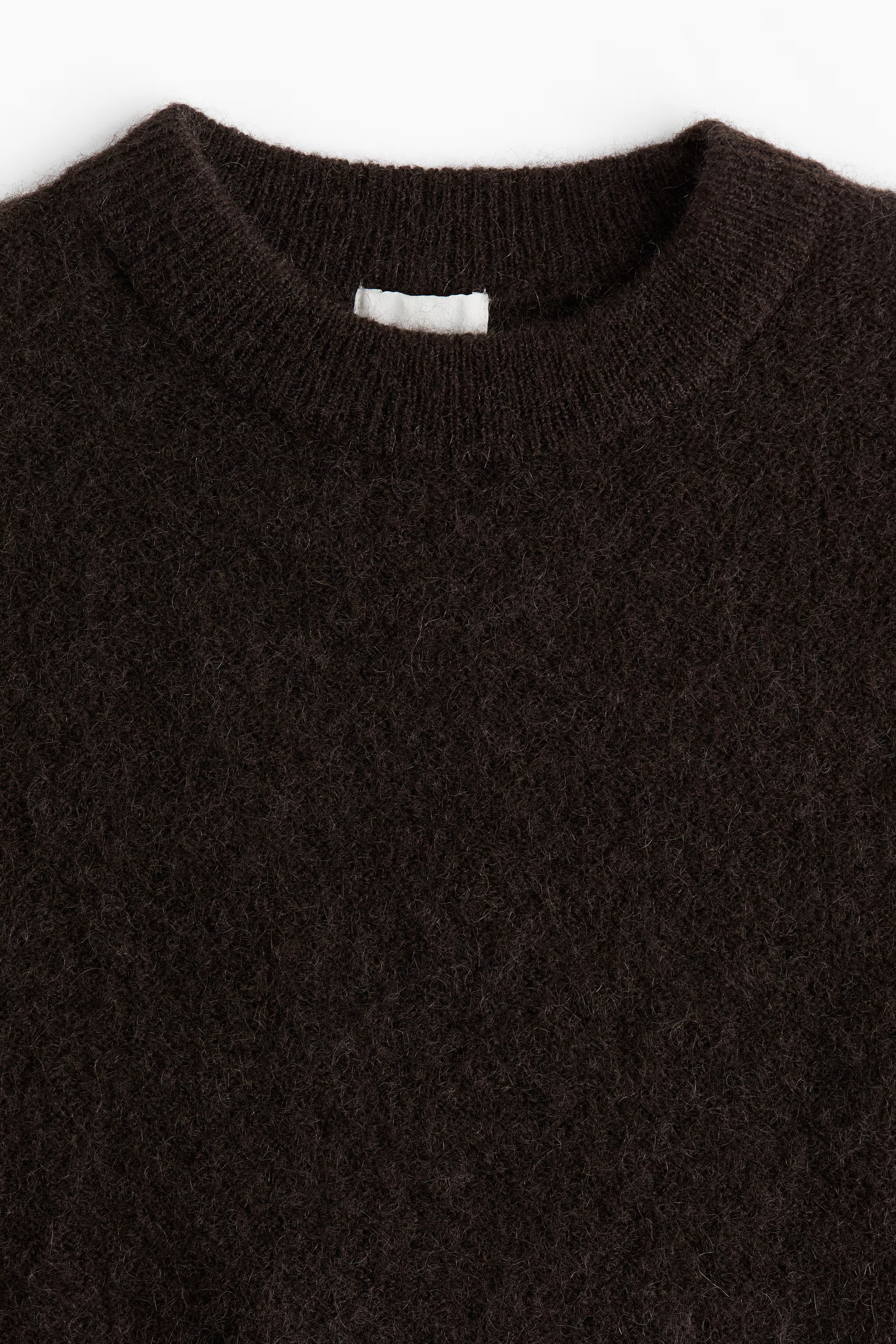 Short-sleeved mohair-blend top - Dark brown - Ladies | H&M GB | H&M (UK, MY, IN, SG, PH, TW, HK)