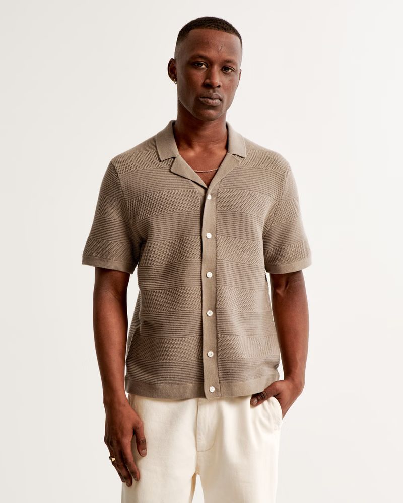 Men's Handcrafted Button-Through Sweater Polo | Men's Tops | Abercrombie.com | Abercrombie & Fitch (US)