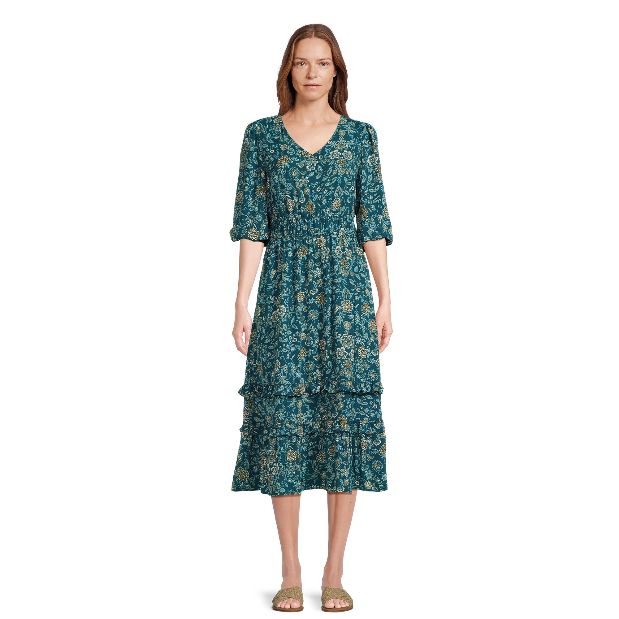 The Pioneer Woman Mixed Print Ruffle Maxi Dress, Women's | Walmart (US)