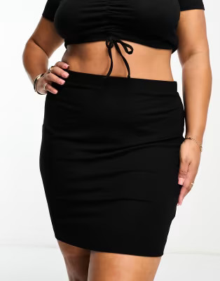 ASOS DESIGN Curve jersey pencil mini skirt in black | ASOS (Global)