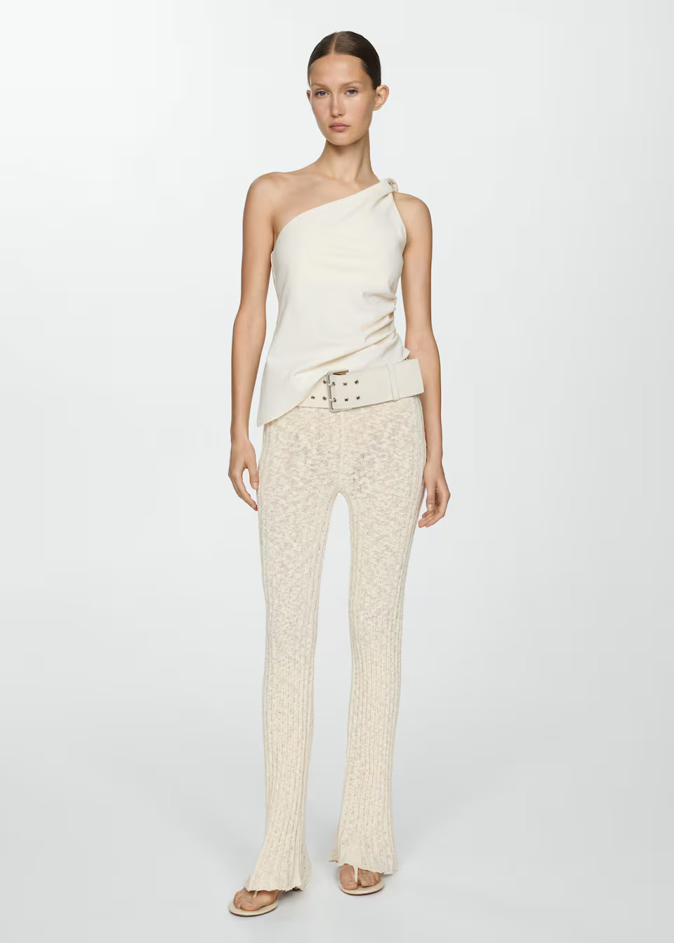 Asymmetrical textured top -  Women | Mango United Kingdom | MANGO (UK)