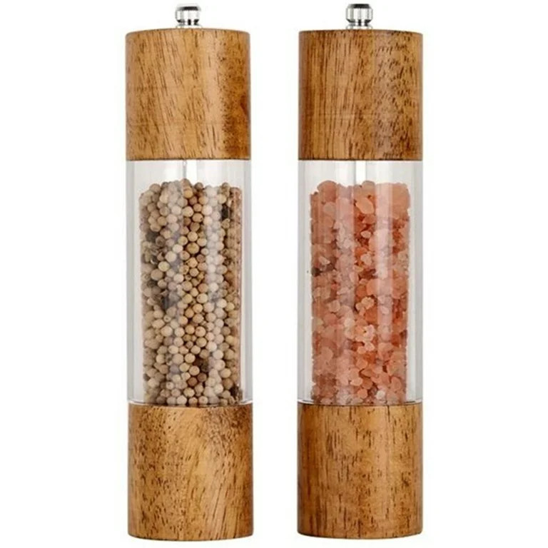 Maison De J Salt and Pepper Grinder Set, Brown Wooden Shakers with Adjustable Ceramic Core, Set o... | Walmart (US)