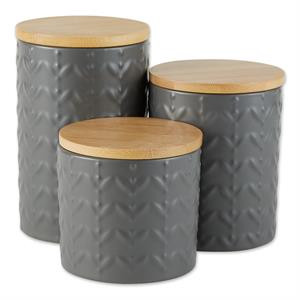 Mineral Matte Retro Vine Texture Ceramic Canister (Set of 3) | Cymax