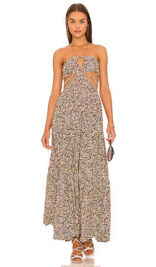 Laurel Cut Out Maxi Dress in Palm Leaf Coffee | Revolve Clothing (Global)