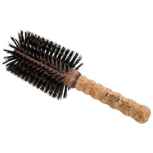 Ibiza Hair Round Boar Bristle Brush (EX5-80mm) | Lightweight with Reinforced Bristles & Cork Handle | Ideal for Loose Curls & Big Volume | Adds Texture & Shine for Medium to Long Styles | Amazon (US)