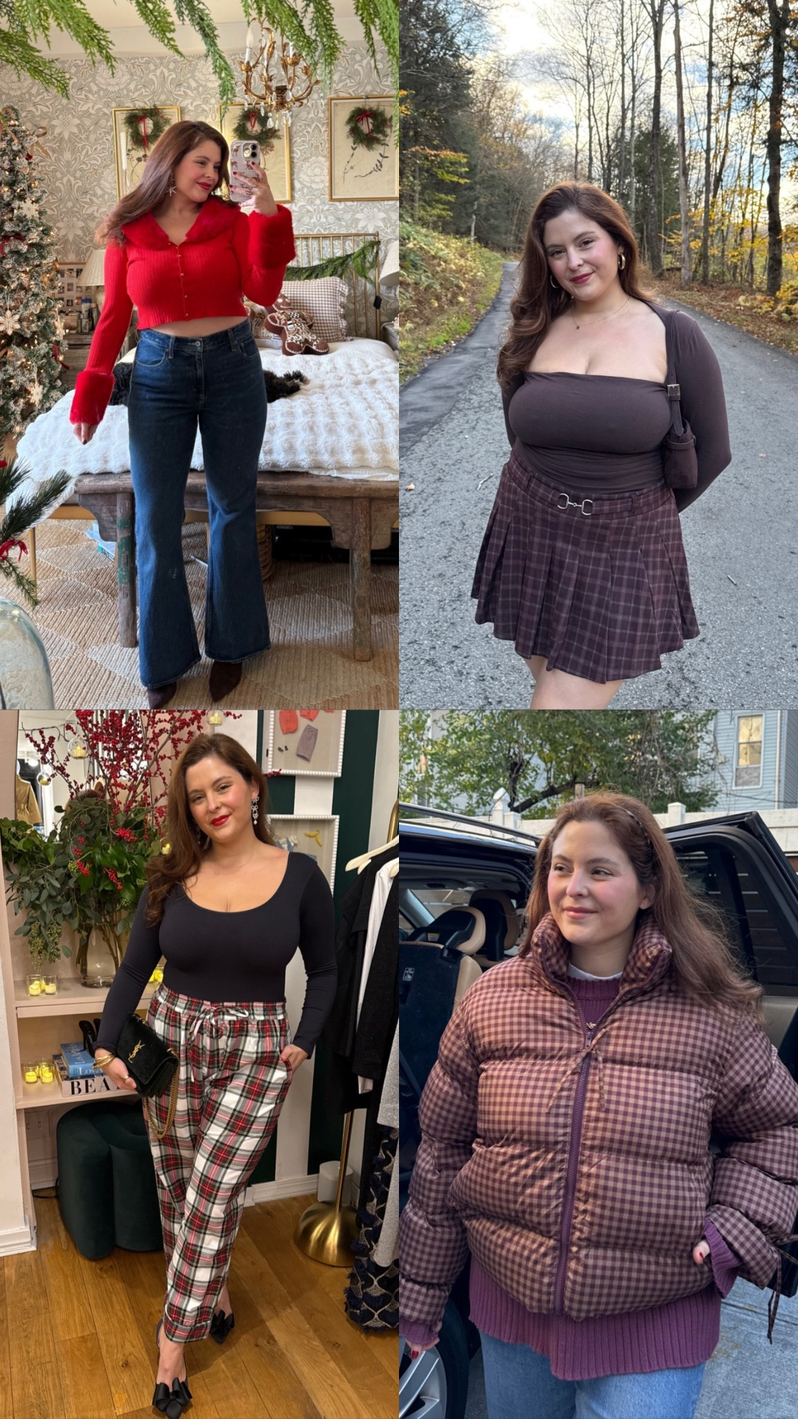 Abercrombie Ava top size L
American eagle plaid skort size L
Abercrombie high rise flare jeans
Target puffer jacket 
Shapermint body suit code SHMNOELLE20 to save 20%

#LTKMidsize #LTKHoliday #LTKGiftGuide