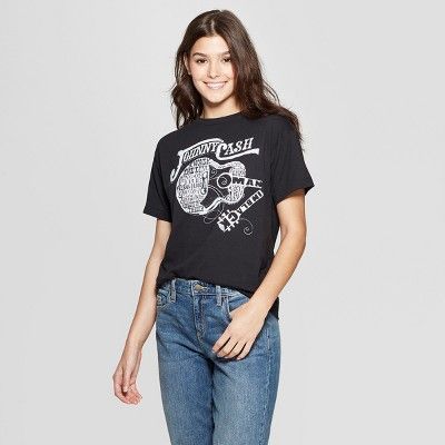 Women's Johnny Cash Short Sleeve T-Shirt - (Juniors') - Black | Target