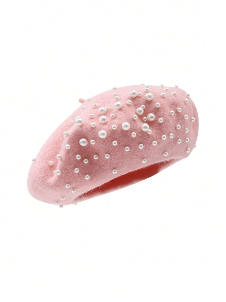 1pc Warm Pearl Beret Hat Classic Octagonal Pumpkin Cap Party | SHEIN