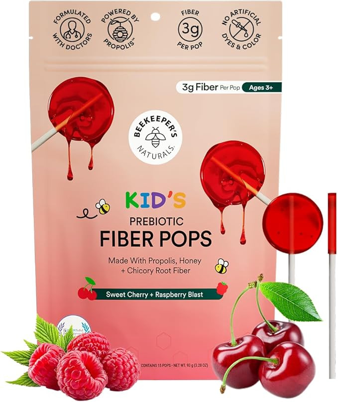 Kids Prebiotic Fiber Lollipops by Beekeeper's Naturals - Doctor Formulated Fiber Supplement, Supp... | Amazon (US)