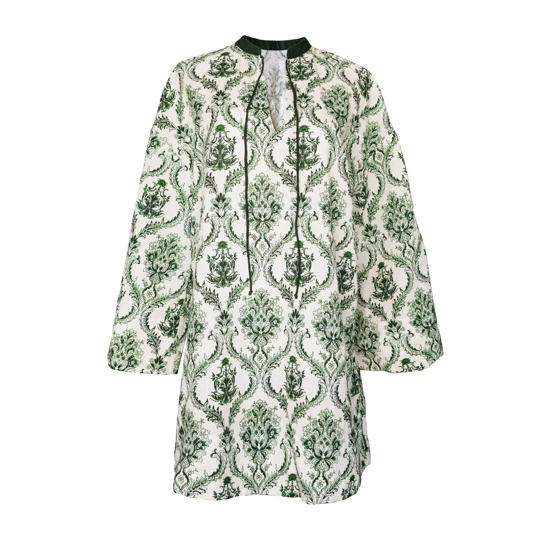 Tunic Dress, Green and Ivory Trellis Print | The Avenue